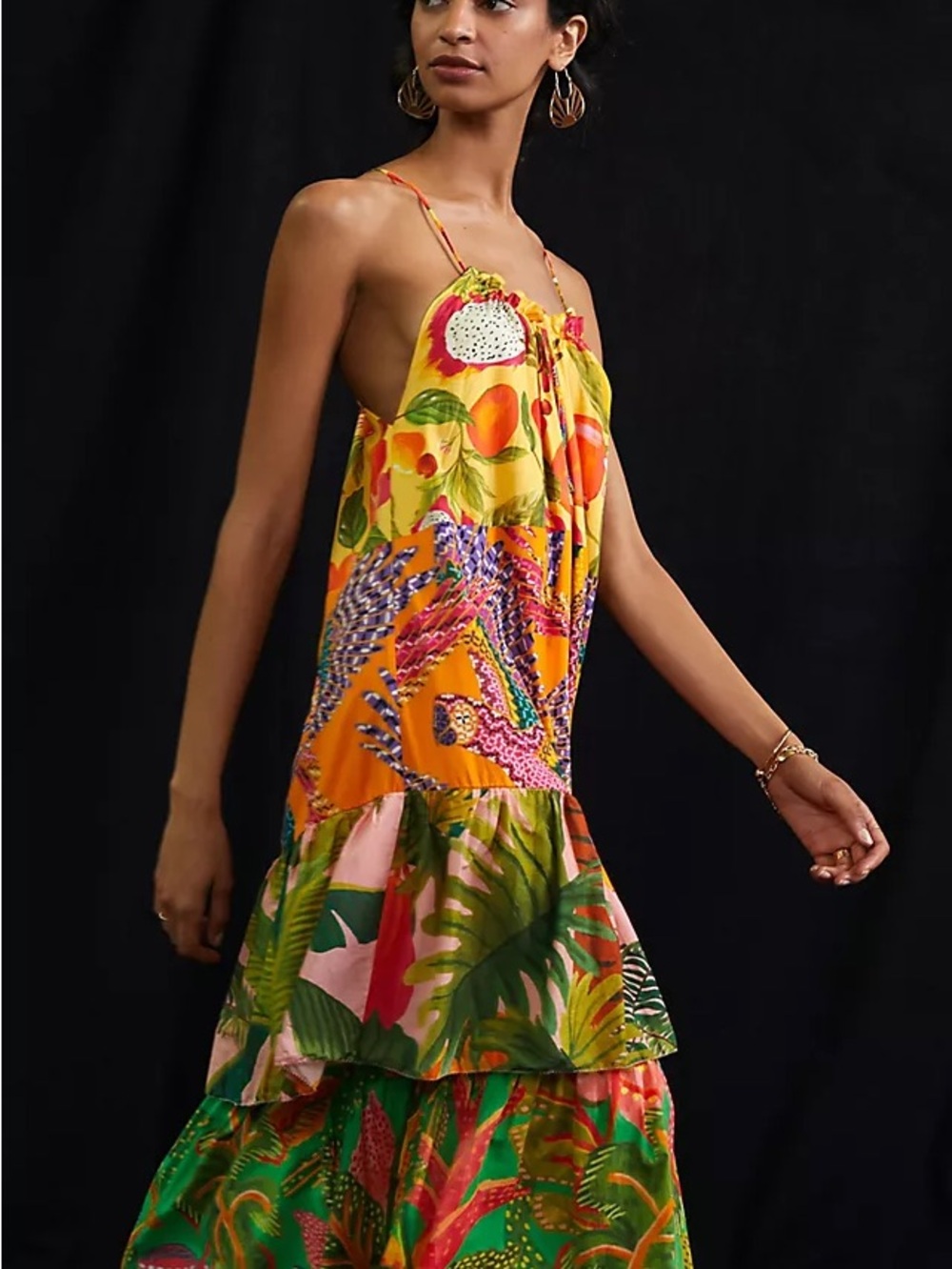 FARM Rio Yellow Multi-Color Floral Tiered Maxi Dress - Picture 4 of 4